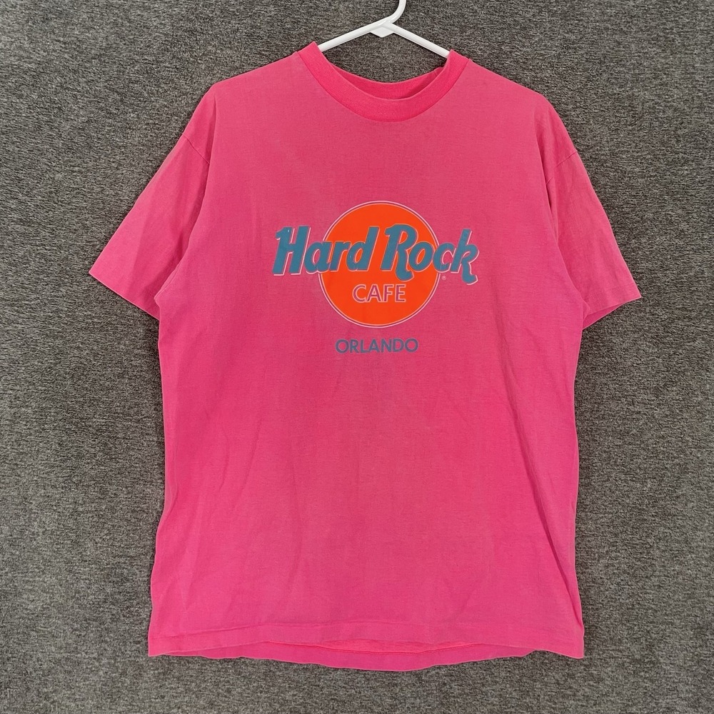 Vintage Hard Rock Cafe Anvil Shirt Fits L Pink Orlando Graphic 90s Single Stitch